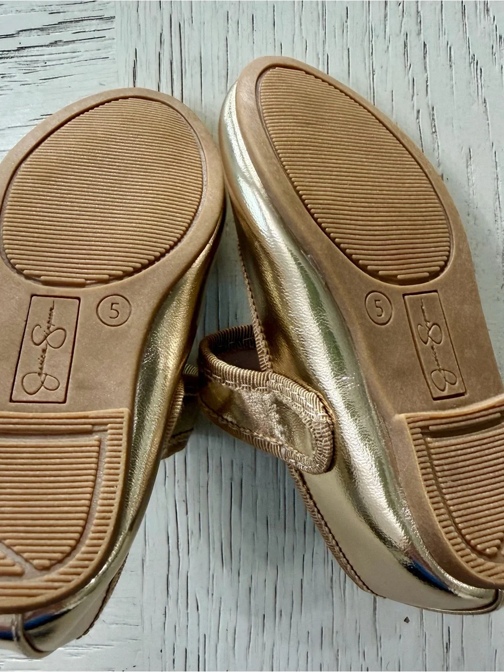 Jessica Simpson Gold Mary Jane Slip-on Faux Patent Dress Shoes Rhinestone Bow 5